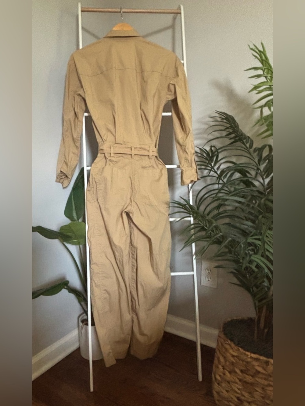 Michael Kors Tan Button-Front Utility Jumpsuit - Picture 10 of 14